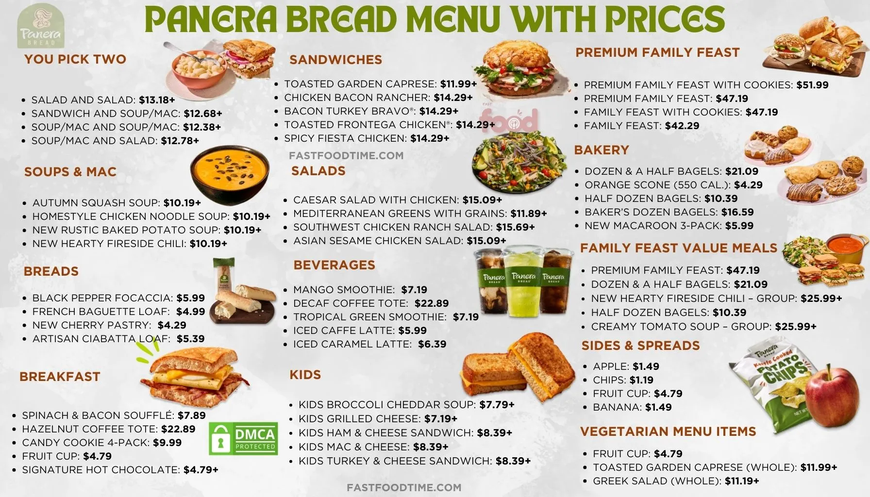 Panera Bread menu With Prices