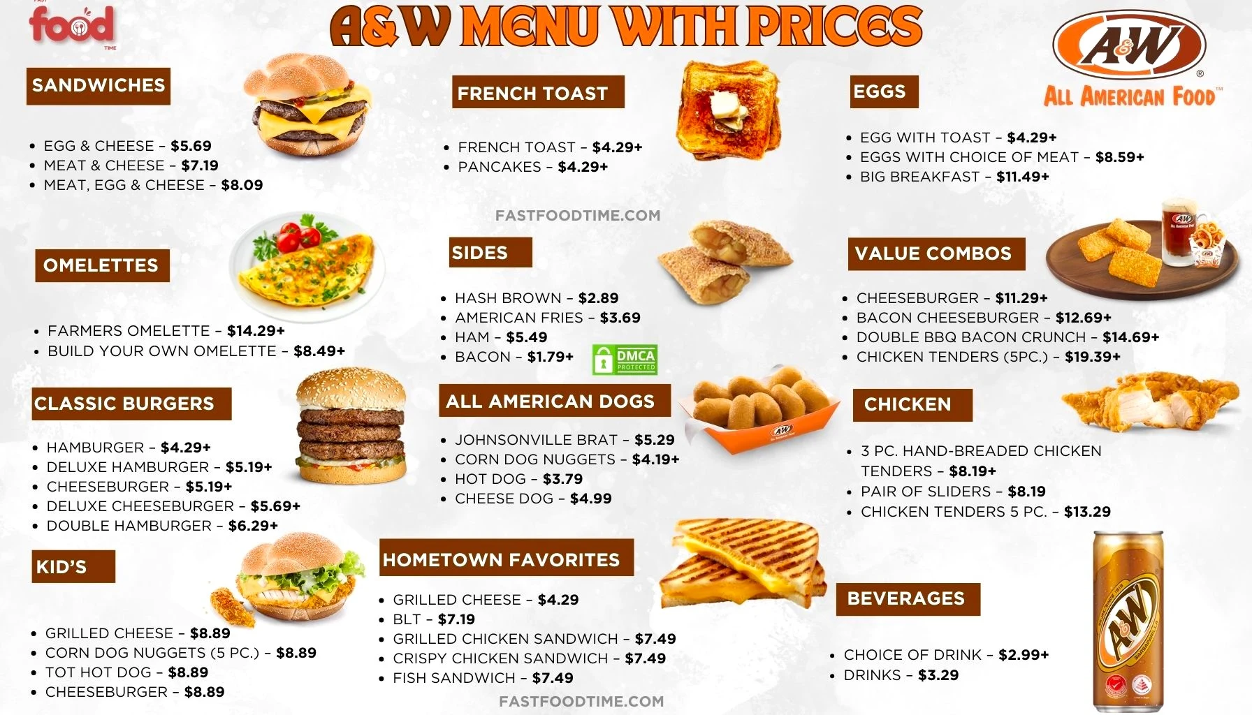 A&W Menu With Prices