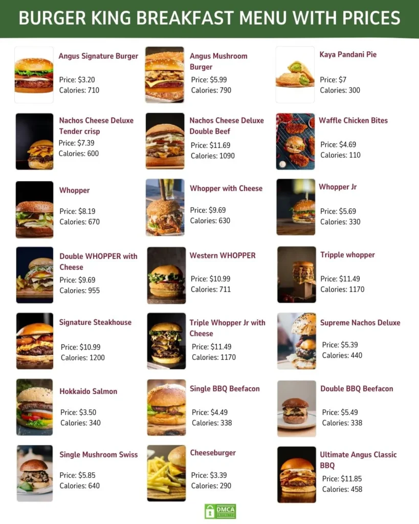Burger King Breakfast Menu With Prices