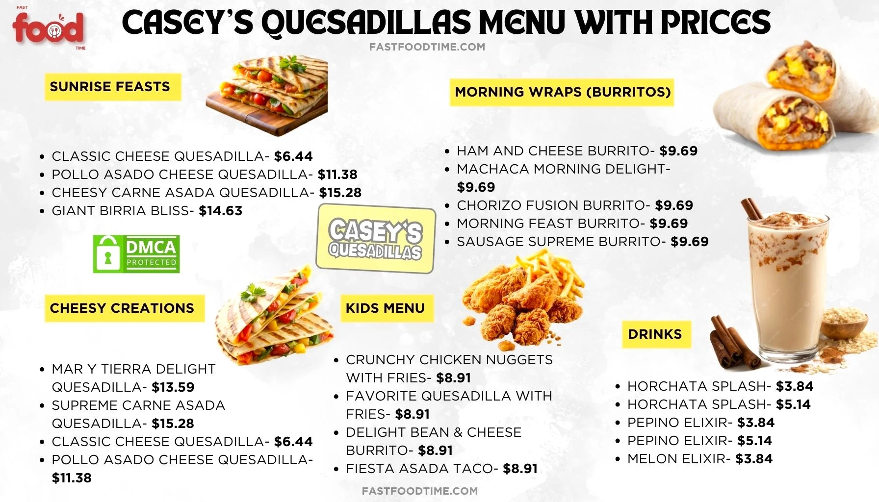 Casey's Quesadillas Menu With Prices