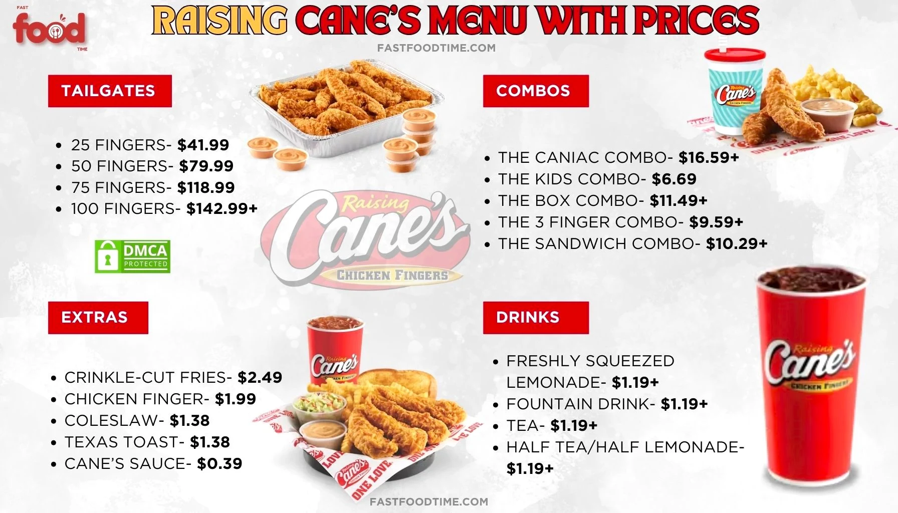Raising Cane's menu With Prices