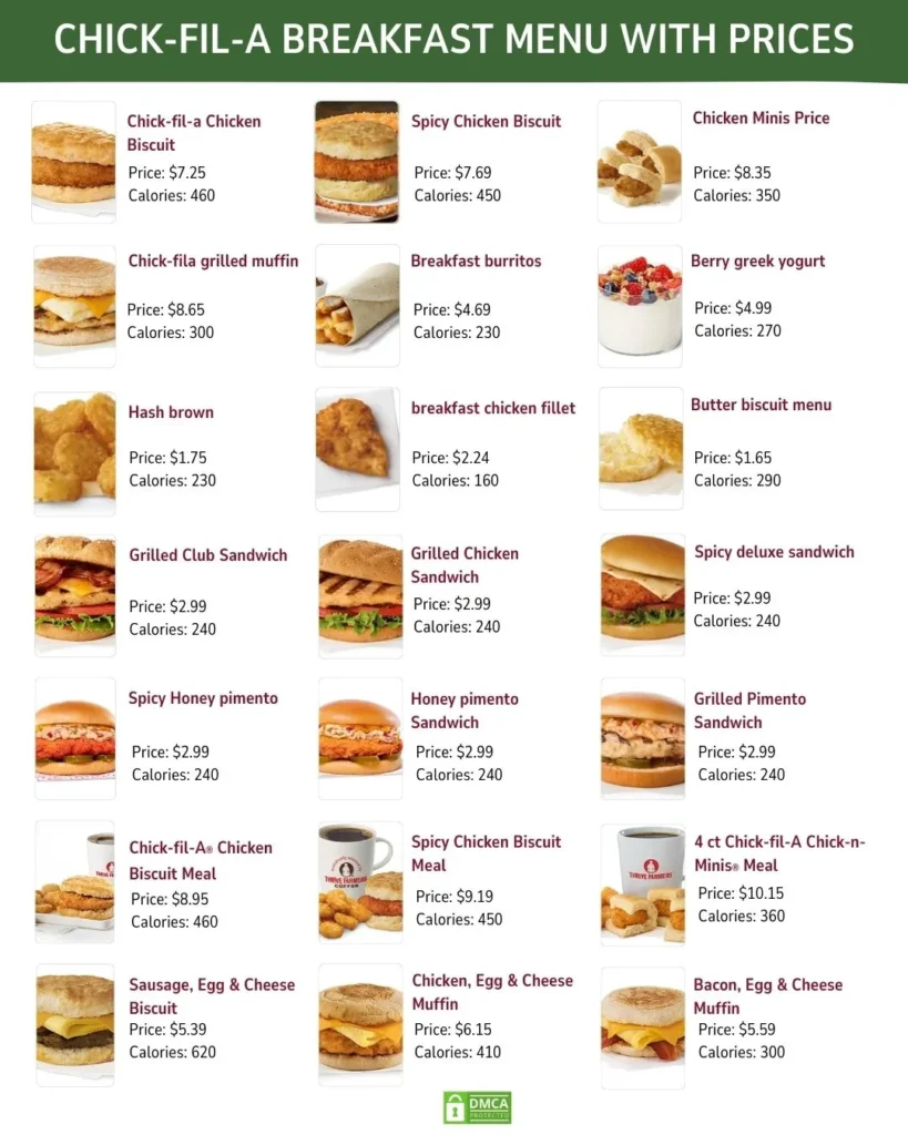 Chick-Fil-a Breakfast Menu With Prices
