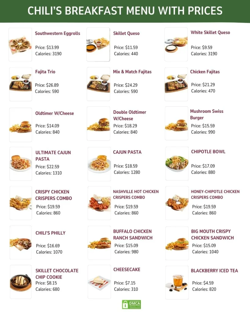 Chili’s Breakfast Menu With Prices