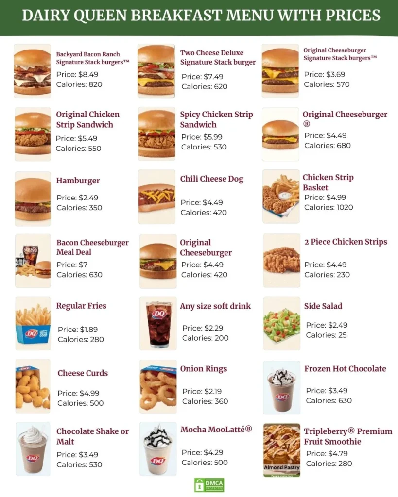 Dairy Queen Breakfast Menu With Prices