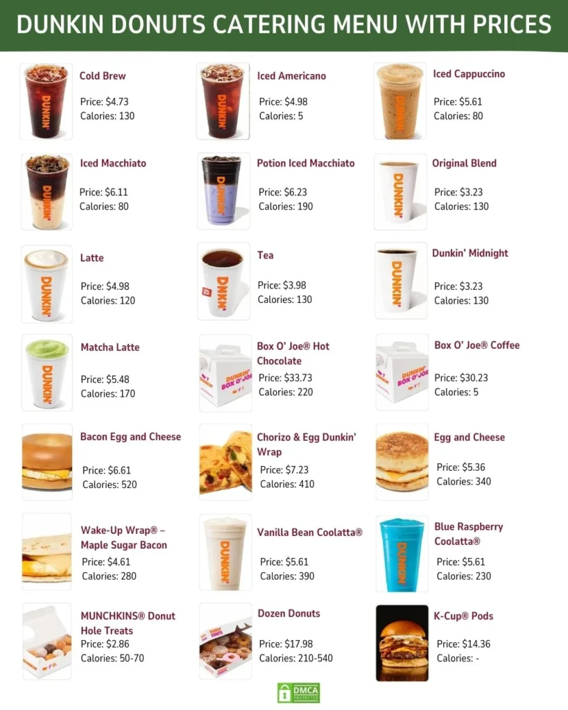 Dunkin Donuts Catering Menu With Prices