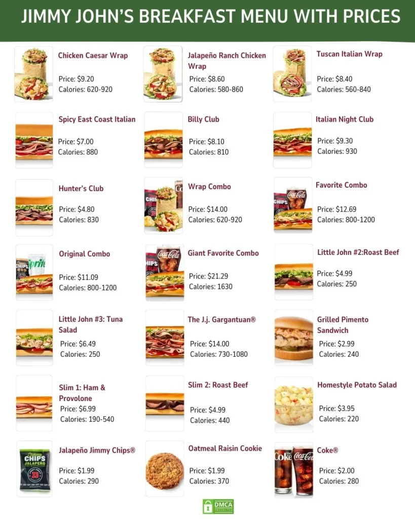 Jimmy John’s Breakfast Menu With Prices
