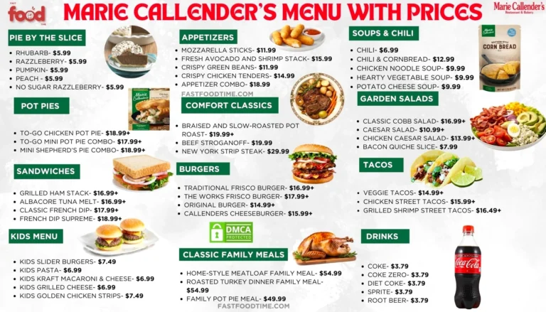 Marie Callender's Menu With Prices