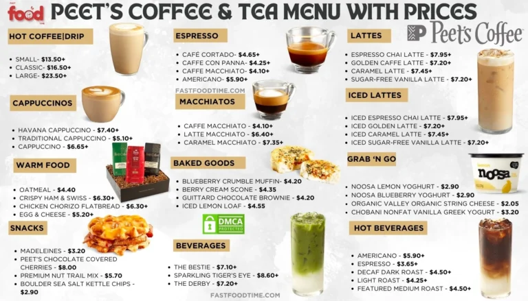 Peet's Coffee & Tea Menu With Prices