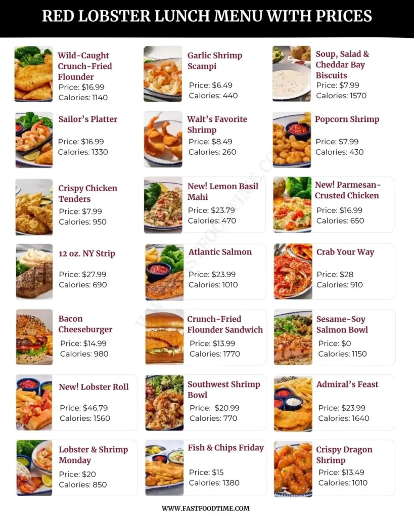 Red Lobster Lunch Menu With Prices