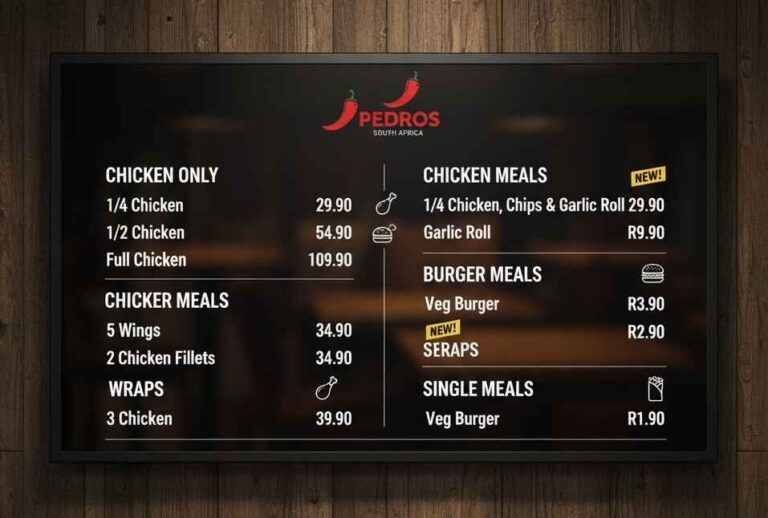 Pedros Menu With Prices