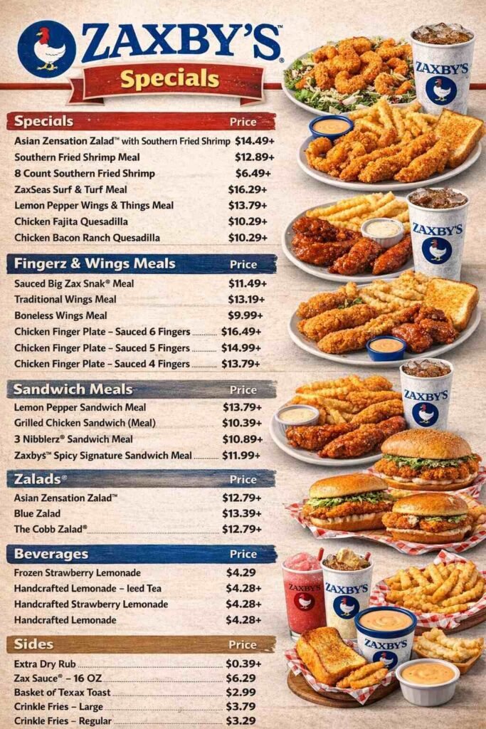 Zaxb'y Menu